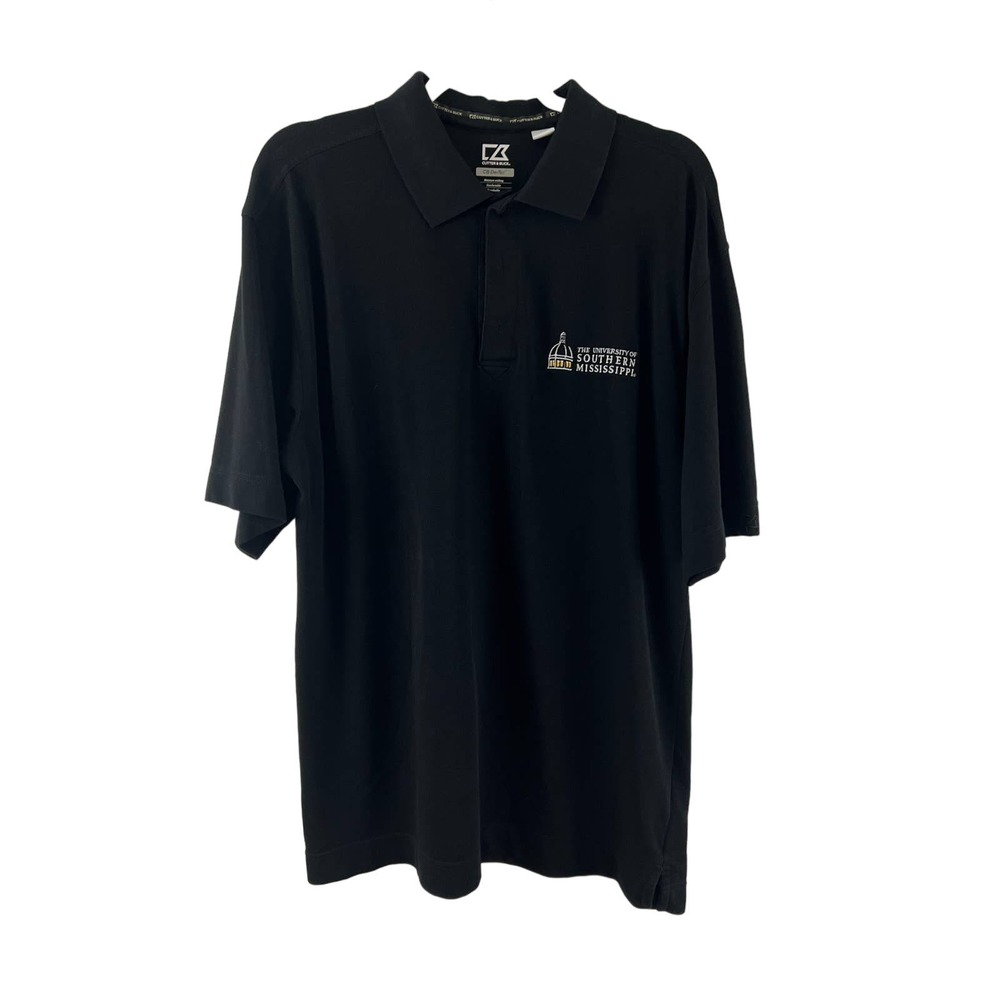 Cutter & Buck CB Drytec Sz L Black Polo The Univeristy of Southern Mississippi